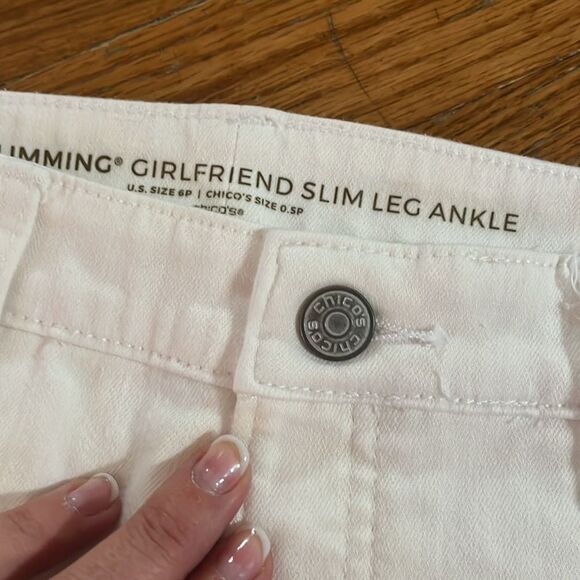Chico's White So Slimming Girlfriend Slim Ankle Jeans - Picture 2 of 5